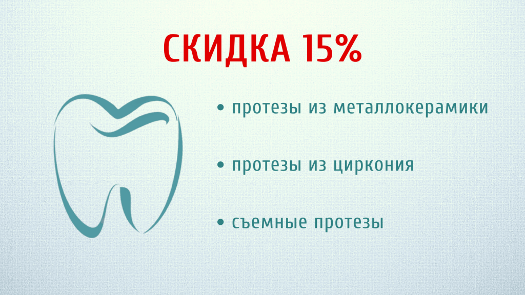 Скидка 15% на протезирование зубов