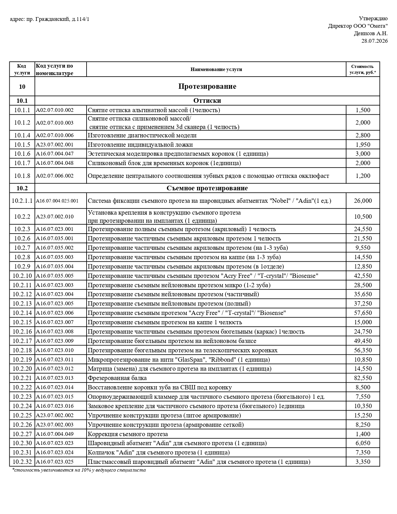 Прайс 2026