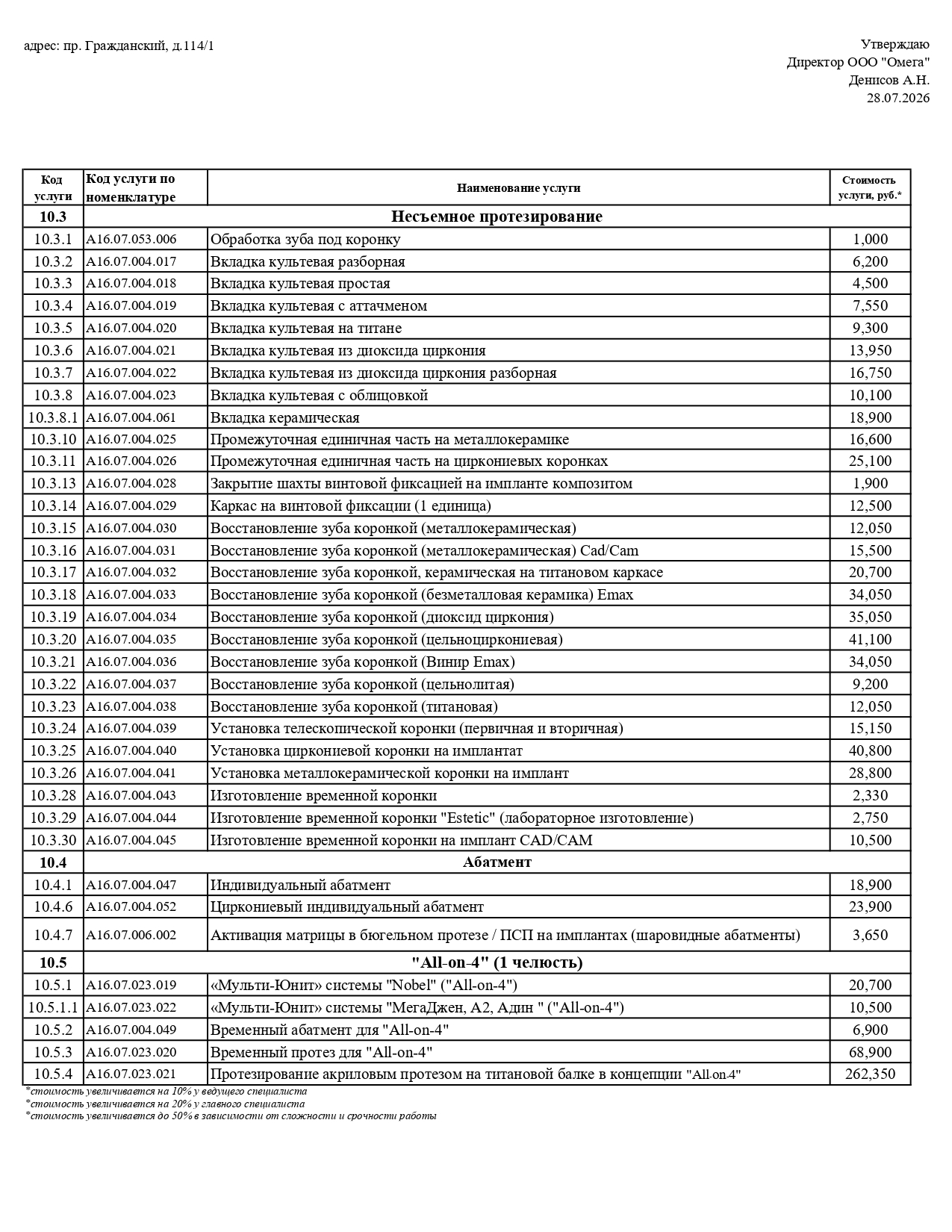 Прайс 2026